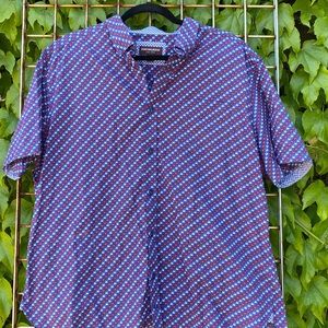 Johnston & Murphy Short Sleeve Button Down Dress Shirt Crab Print XL